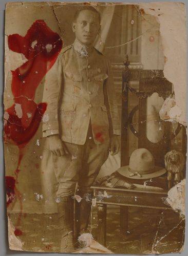 Original old photo before photo restoration work. It was faded, full of cracks, stains, and missing pieces. Photo restoration in Alexandria Arlington VA