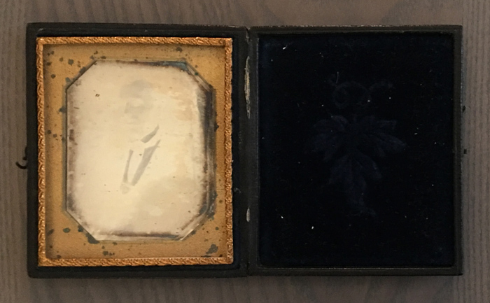 Daguerreotype photograph in its case